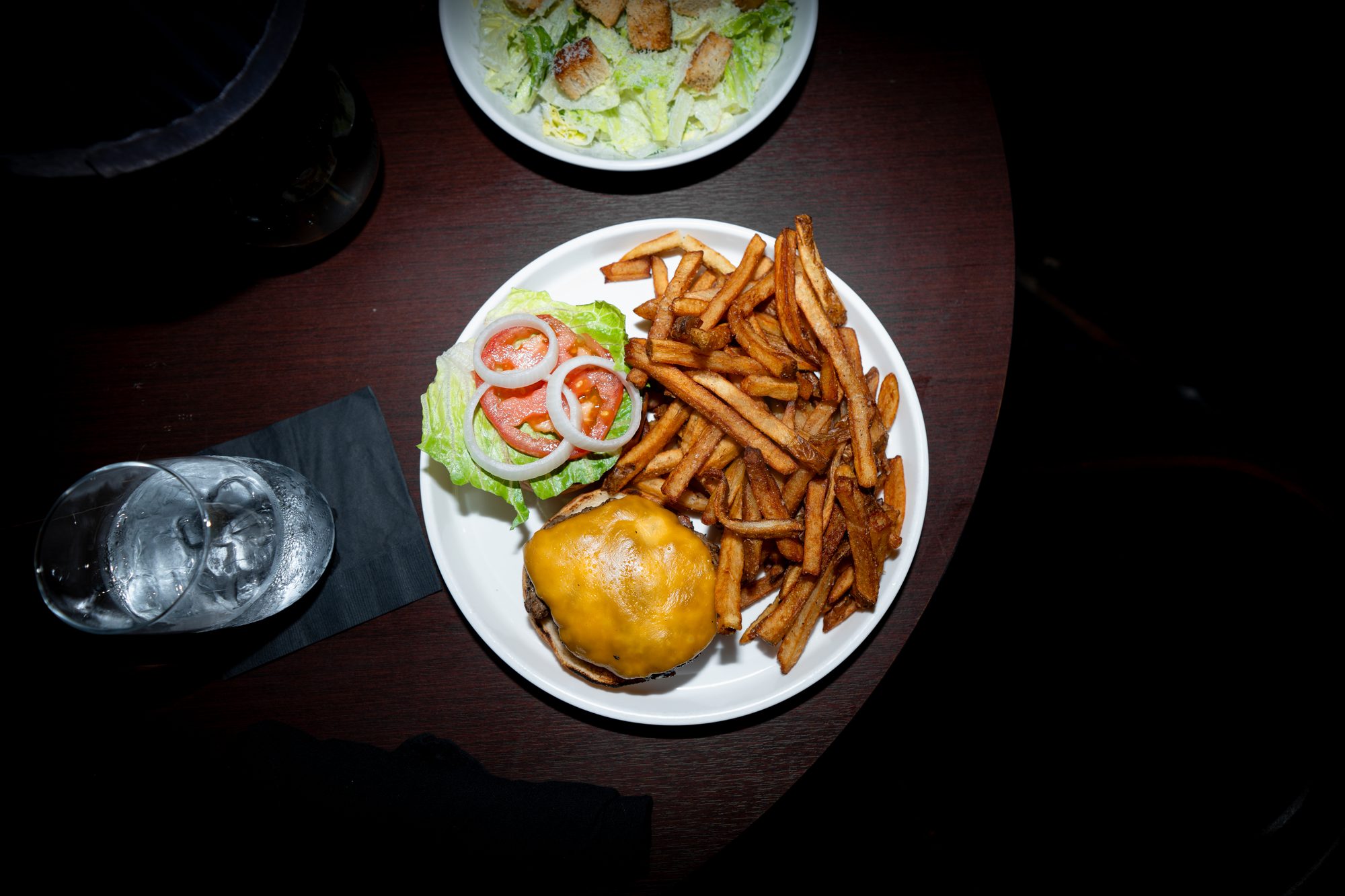 Estelle's cheeseburger with hand-cut fries from above