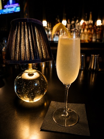 Champagne flute cocktail at Estelle's Oxford bar
