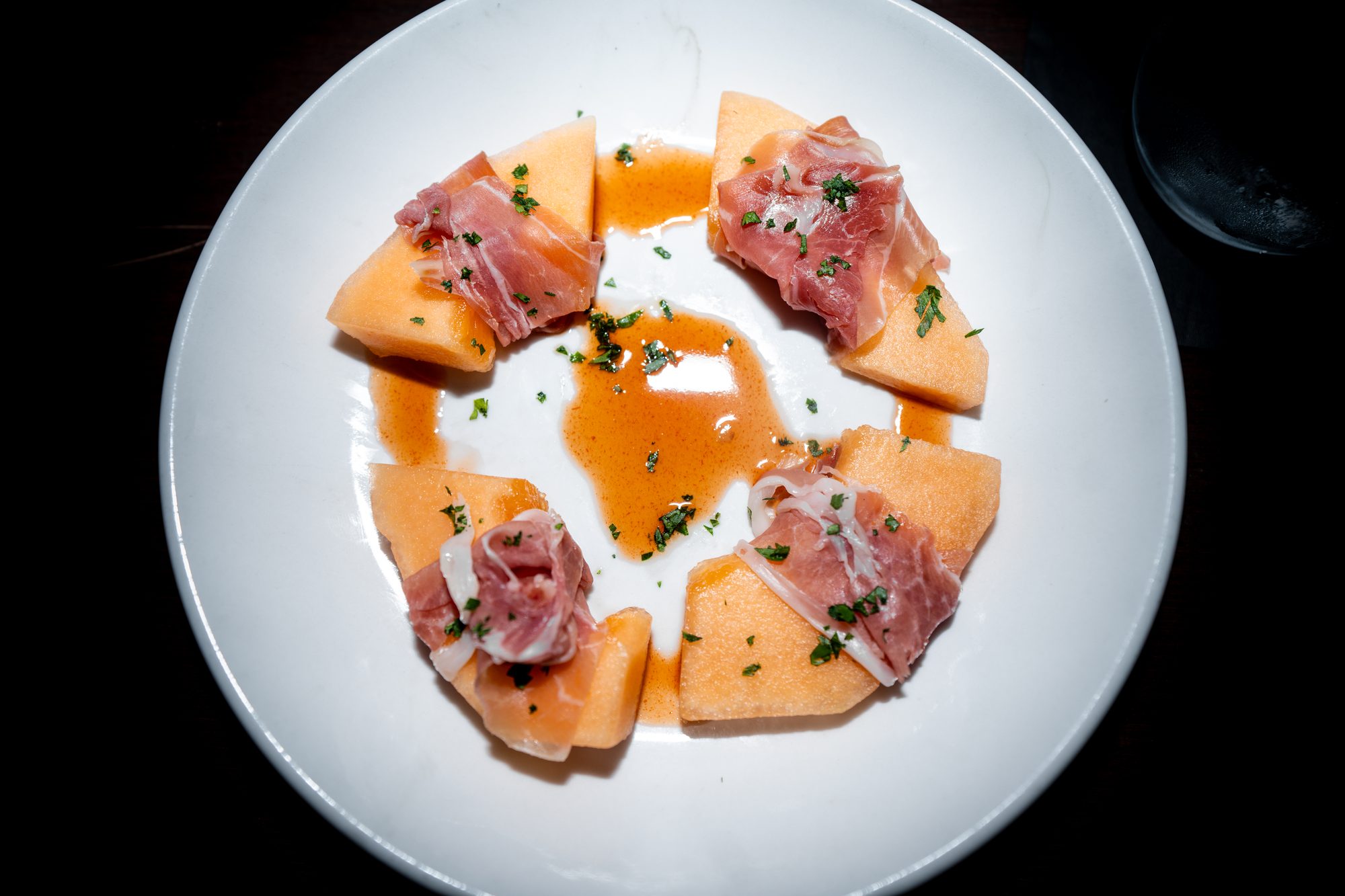 Prosciutto and melon plate at Estelle's Oxford