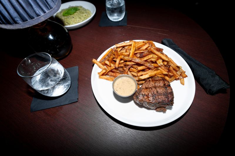 Steak frites with hand-cut fries at Estelle's Oxford